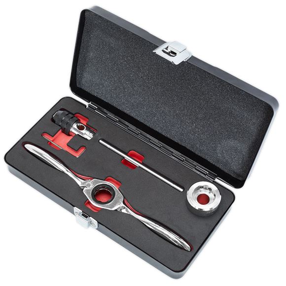 Sealey Tap & Die Holder Set Bi-Directional Ratchet Thread Repair M3-M12 5pc Sealey  - Dynamic Drive