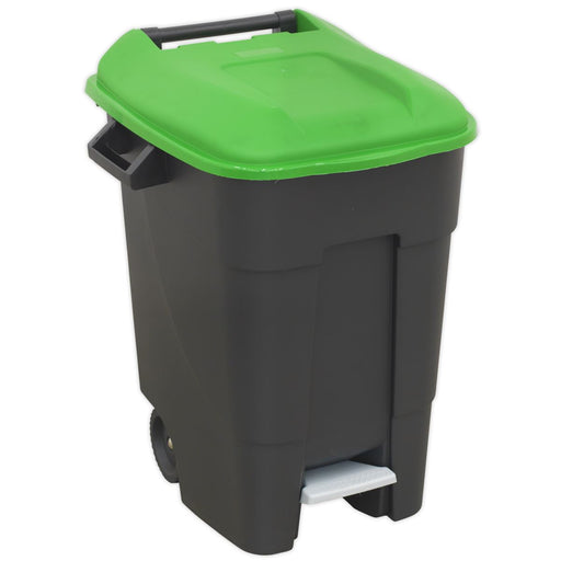 Sealey Refuse/Wheelie Bin with Foot Pedal 100L Green BM100PG Sealey - Dynamic Drive
