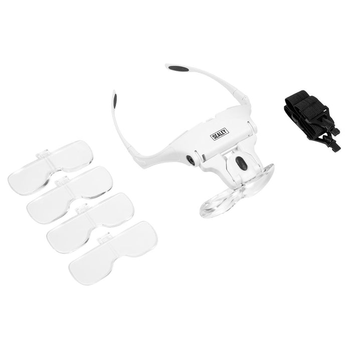 Sealey LED Magnifier Spectacles with Headband WL101D Sealey - Dynamic Drive