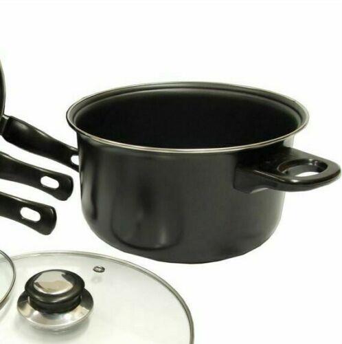 Leisurewize 7 piece Cookware Set Pan Saucepan Set Carbon Non Stick Glass Lids Leisurewize  - Dynamic Drive