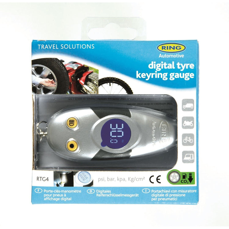 Ring RTG4 Digital Tyre Pressure Keyring Gauge with LED Torch Ring Automotive - Dynamic Drive