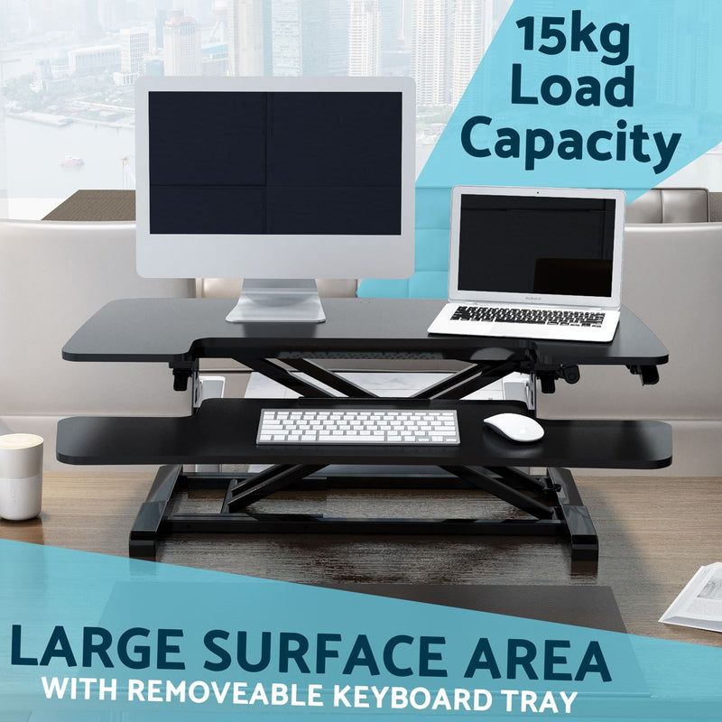 Dellonda 89cm Adjustable-Height Standing Desk Riser 15kg Capacity DH15 Dellonda - Dynamic Drive