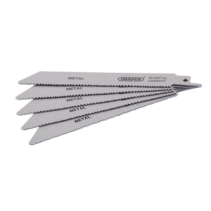 Draper Bi-metal Reciprocating Saw Blades for Metal, 150mm, 10-14tpi (Pack of 5) Draper - Dynamic Drive