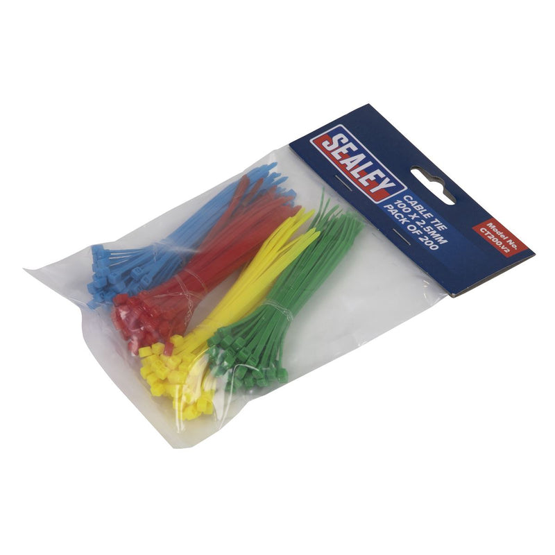 Sealey Cable Tie 100 x 2.5mm Pack of 200 CT200 Sealey - Dynamic Drive