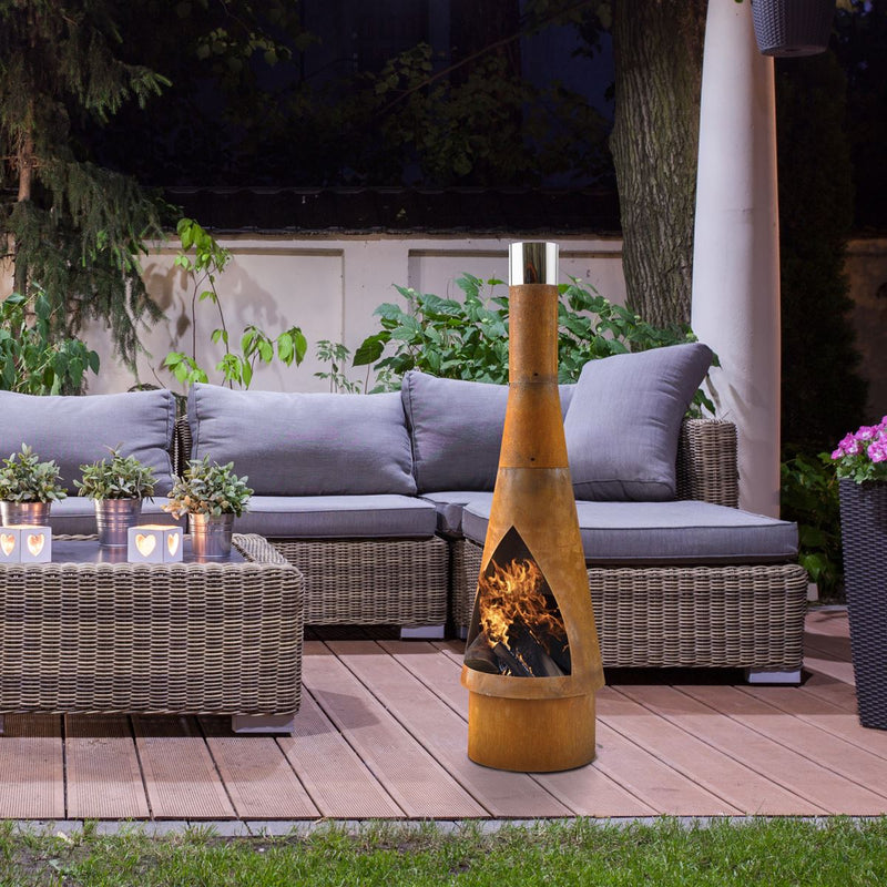 Dellonda Outdoor/Garden/Patio Conical Chiminea Fireplace Fire Pit Heater H127cm Dellonda - Dynamic Drive