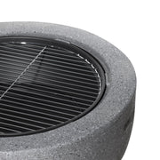 Dellonda Round MgO Fire Pit with BBQ Grill Ø60cm Safety Mesh Screen - Dark Grey Dellonda - Dynamic Drive