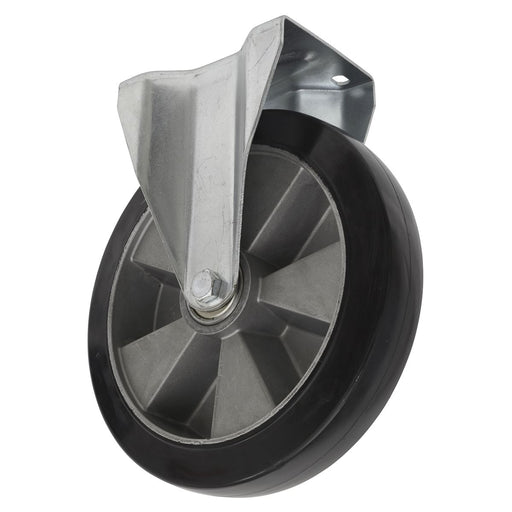 Sealey Heavy-Duty Rubber Castor Wheel Fixed Plate200mm Trade SCW5200FPEM Sealey - Dynamic Drive