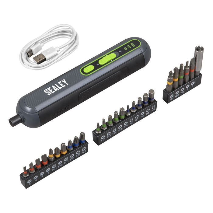 Sealey Cordless Screwdriver with Bit Set 4V 25pc CP4VSD Sealey - Dynamic Drive