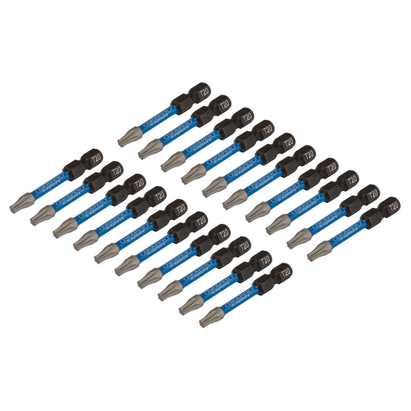 Draper Expert TX-STAR Impact Screwdriver Bits, T20 x 50mm, 1/4" Hex (Pack of 20) Draper - Dynamic Drive