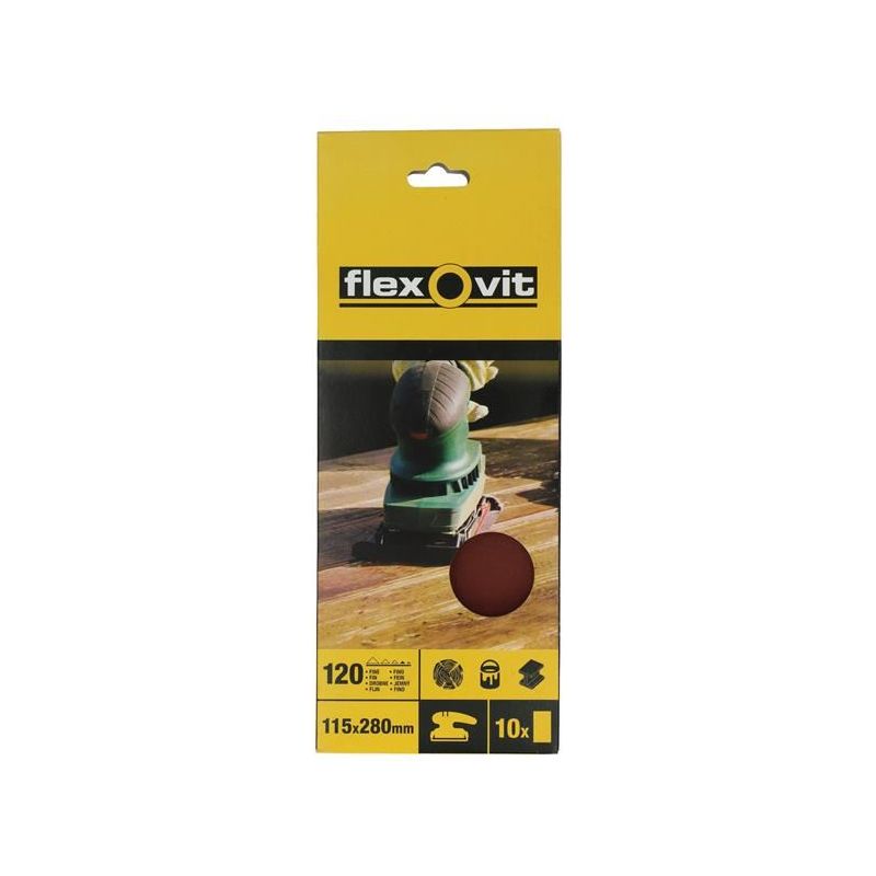 Flexovit 1/2 Sanding Sheets Orbital Plain Fine 120 Grit (Pack 10) Flexovit - Dynamic Drive