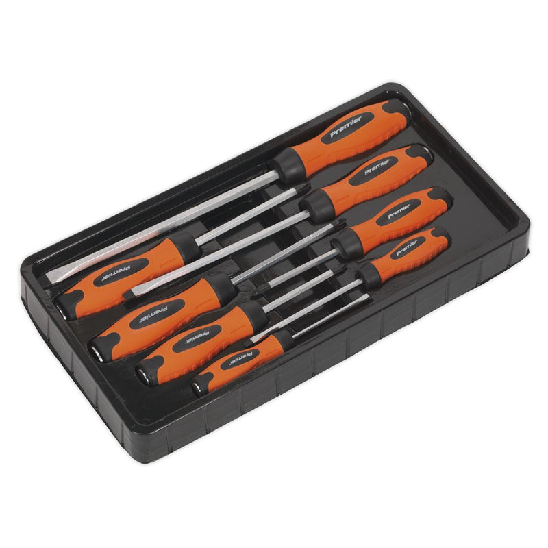 Sealey Screwdriver Set 8pc Hammer-Thru Hi-Vis Orange HV004 Sealey - Dynamic Drive
