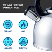 MDS1203 Liberty Silver 2.5 Litre Whistling Kettle CW-T056-B1S Liberty Leisure UK - Dynamic Drive