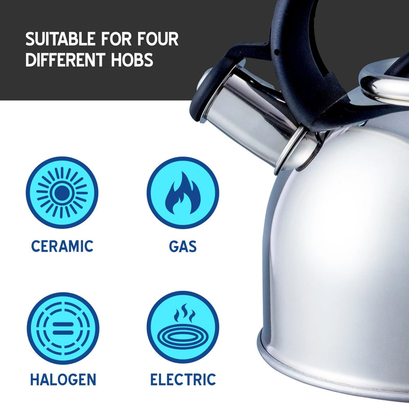 MDS1203 Liberty Silver 2.5 Litre Whistling Kettle CW-T056-B1S Liberty Leisure UK - Dynamic Drive