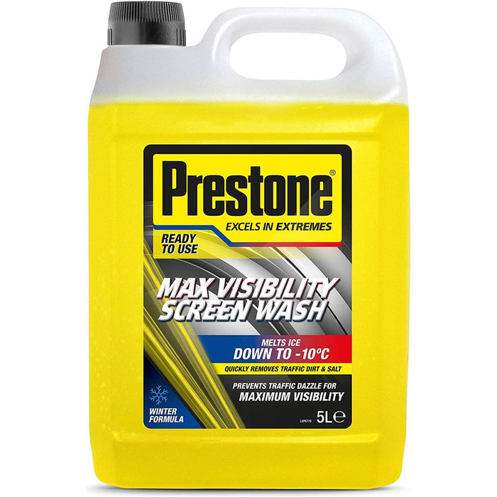 2 x Prestone Max Visibility Car Windscreen Wash Winter Ready To Use 5L Prestone  - Dynamic Drive
