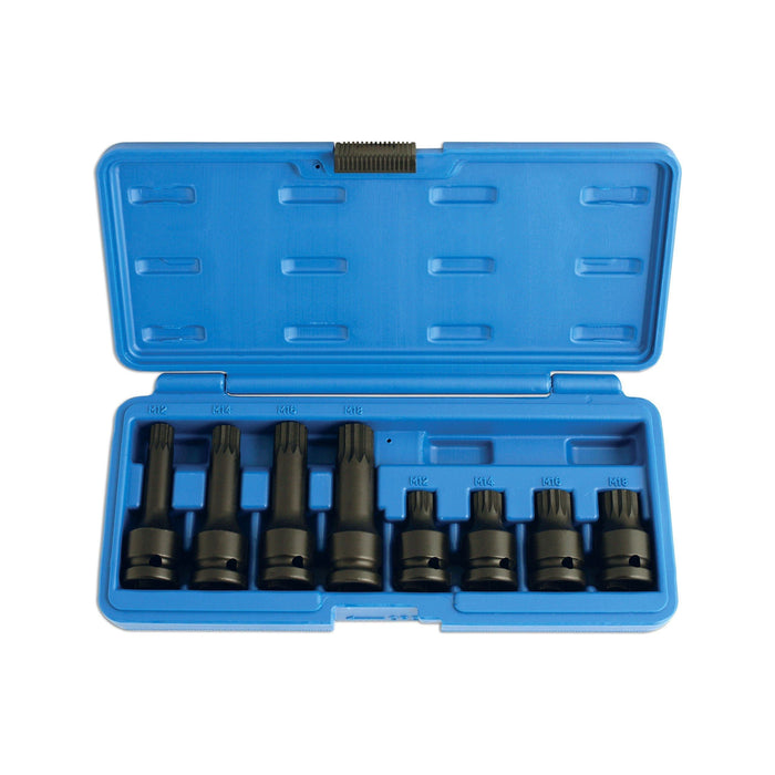 Laser Impact Tamperproof Spline Socket Bit Set 1/2"D 8pc 5273 Laser - Dynamic Drive