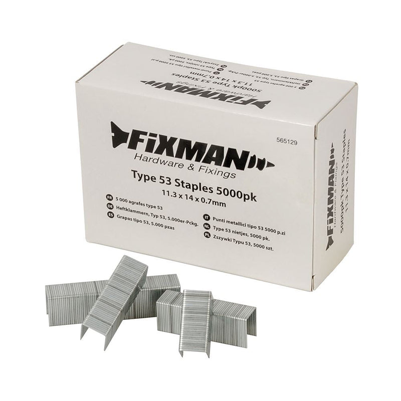 Fixman Type 53 Staples 5000pk 11.25 x 14 x 0.75mm Fixman - Dynamic Drive