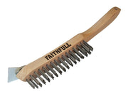 Faithfull 680/4S Heavy-Duty Scratch Brush with Scraper - 4 Row Faithfull - Dynamic Drive