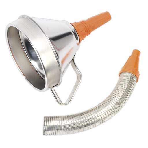 Sealey Funnel Metal with Flexible Spout & Filter 160mm FM16F Sealey  - Dynamic Drive