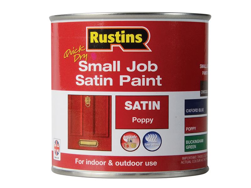 Rustins Quick Dry Small Job Satin Paint Poppy 250ml Rustins - Dynamic Drive