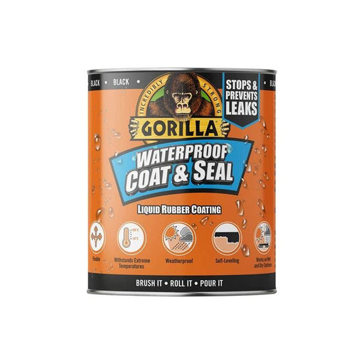 Gorilla Glue Waterproof Coat & Seal Liquid Rubber Coating Black 946ml Gorilla Glue - Dynamic Drive