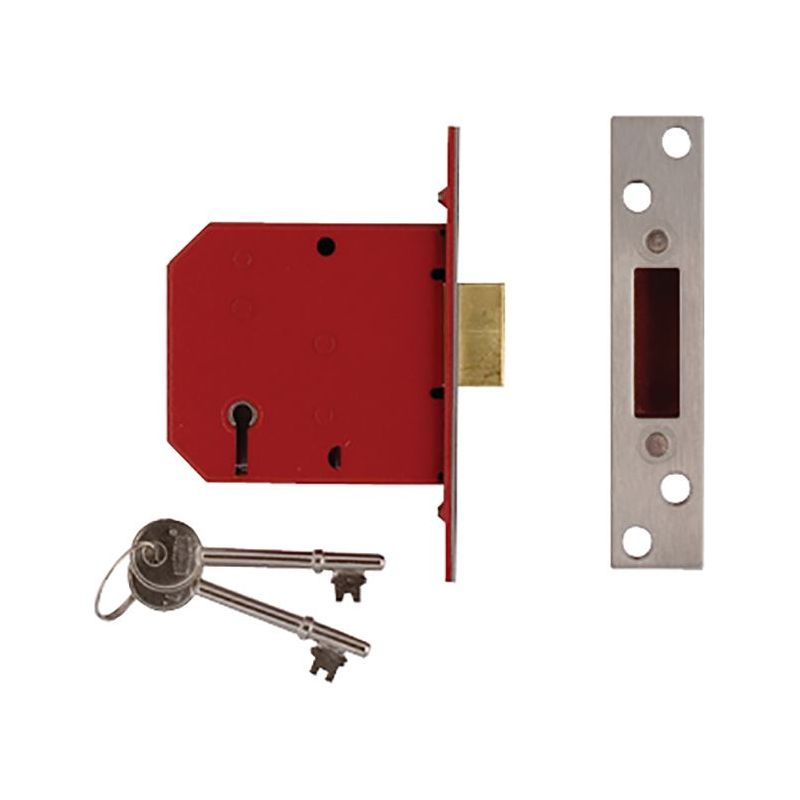 Union 2101 5 Lever Mortice Deadlock Satin Chrome Finish 65mm 2.5in Visi UNION - Dynamic Drive