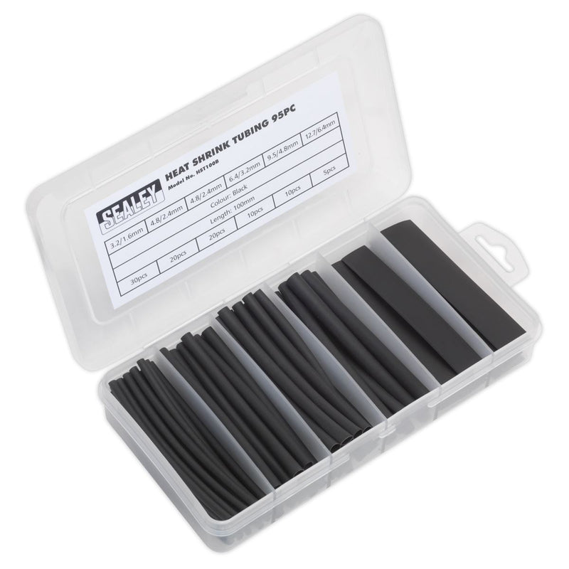 Sealey Heat Shrink Tubing Assortment 95pc 100mm Black HST100B Sealey - Dynamic Drive