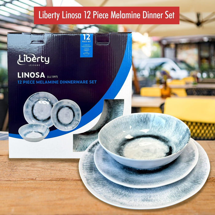 MDS1203 Liberty Linosa 12 Piece Melamine Dinner Set LL1397 Liberty Leisure UK - Dynamic Drive