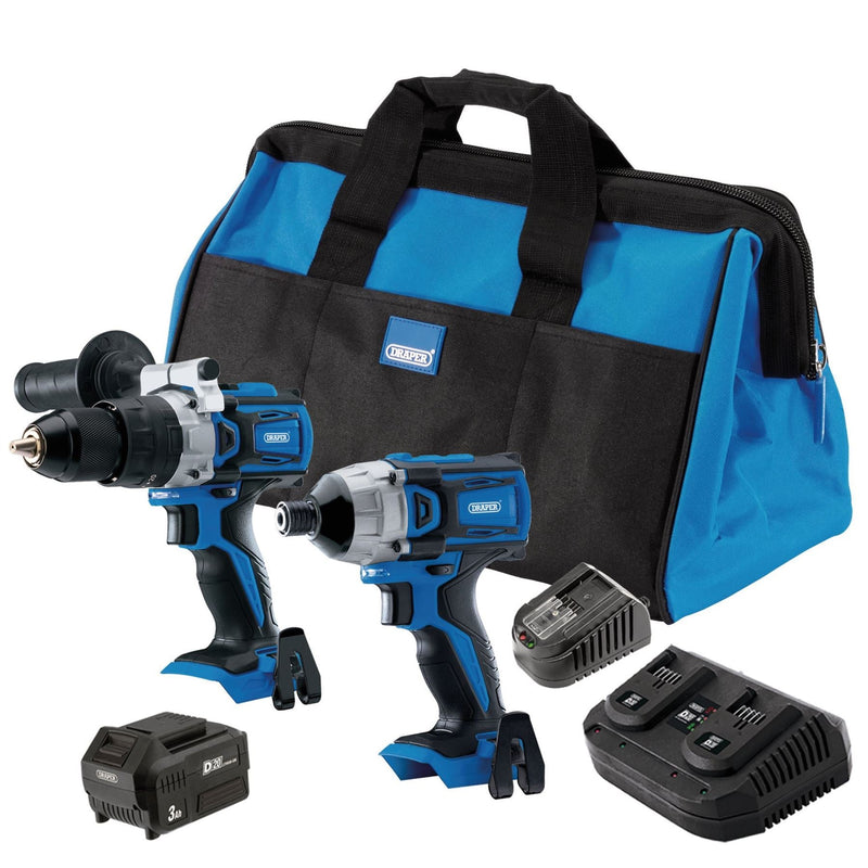 Draper D20 20V Combi/Driver Kit, 1 x 4.0Ah Battery, 1 x 3.0Ah Battery, 1 x Charg Draper - Dynamic Drive