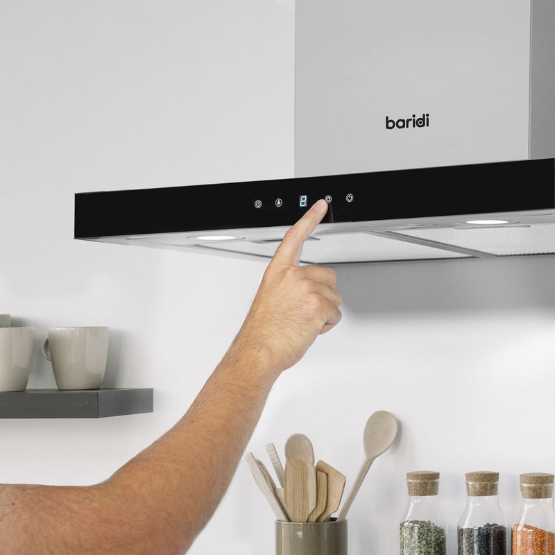 Baridi T-Shape Chimney Cooker Hood with Carbon Filters 60cm - Stainless Steel Baridi - Dynamic Drive