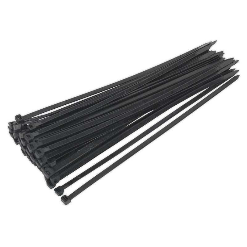 Sealey Cable Tie 350 x 7.6mm Black Pack of 50 CT35076P50 Sealey - Dynamic Drive