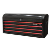 Sealey Topchest 4 Drawer Wide Retro Style Black with Red Anodised Drawer Pulls Sealey - Dynamic Drive