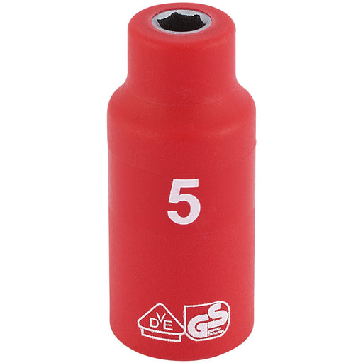 Draper Fully Insulated VDE Socket, 1/4" Sq. Dr., 5mm 31164 Draper - Dynamic Drive