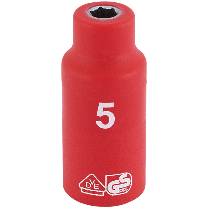 Draper Fully Insulated VDE Socket, 1/4" Sq. Dr., 5mm 31164 Draper - Dynamic Drive