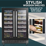 Baridi 40 Bottle/120 Can Freestanding Dual Zone Wine Fridge & Cooler 60cm Baridi - Dynamic Drive