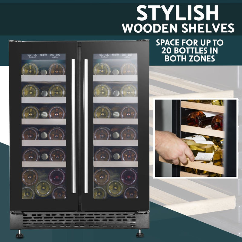 Baridi 40 Bottle/120 Can Freestanding Dual Zone Wine Fridge & Cooler 60cm Baridi - Dynamic Drive