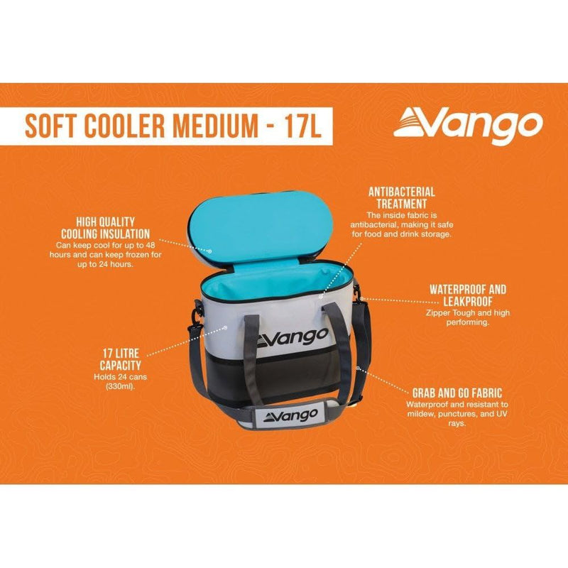 Vango Soft Cooler Medium - 17L Cooler Coolbox 17L Cool Grey Vango - Dynamic Drive