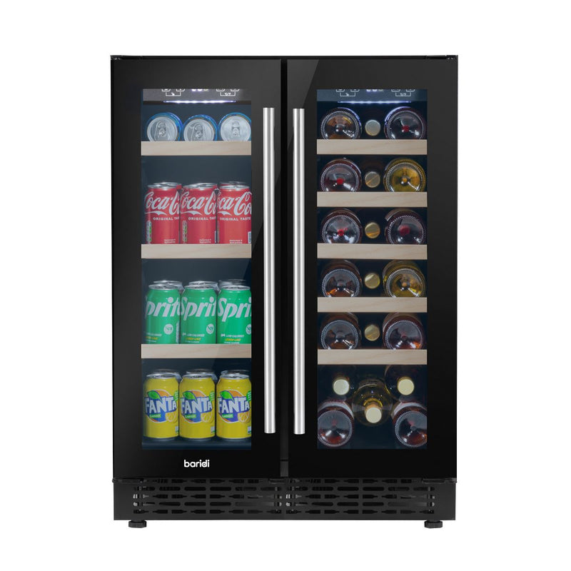 Baridi 40 Bottle/120 Can Freestanding Dual Zone Wine Fridge & Cooler 60cm Baridi - Dynamic Drive