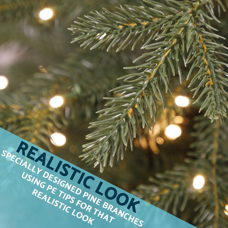 Dellonda Pre-Lit 6ft Hinged Christmas Tree with White LED Lights & PE/PVC Tips Dellonda - Dynamic Drive