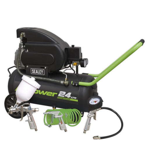 Sealey Compressor 24L Direct Drive 2hp with 4pc Air Accessory Kit SAC2420EPK Sealey  - Dynamic Drive