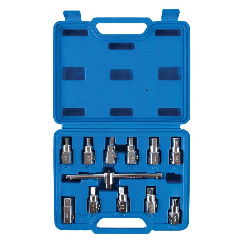 Silverline Universal Drain Plug Key Set 12pce 3/8" / 8 - 17mm Silverline - Dynamic Drive