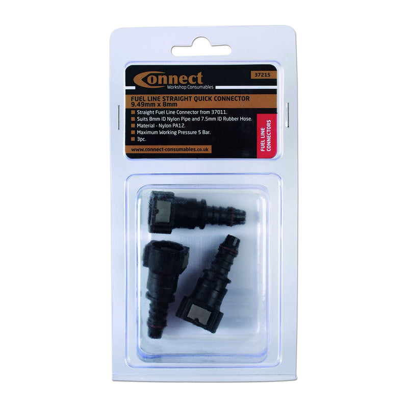 Connect Straight Fuel Line Quick Connectors 9.49 x 8mm 3pc 37215 Tool Connection - Dynamic Drive