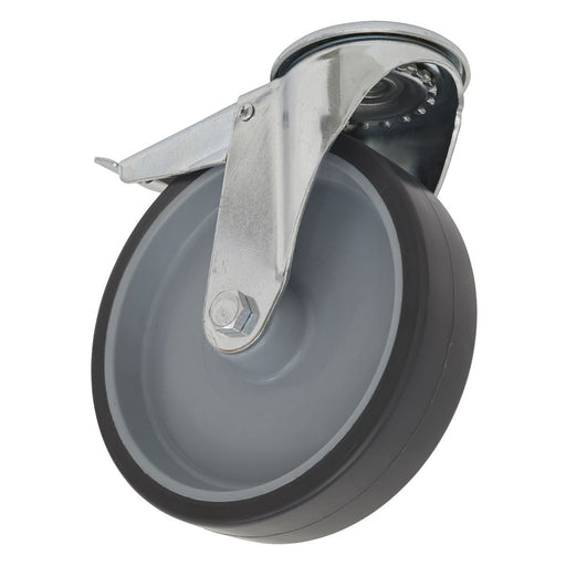 Sealey Medium-Duty Thermoplastic Bolt Hole Castor Wheel with Total Lock100mm Tra Sealey - Dynamic Drive