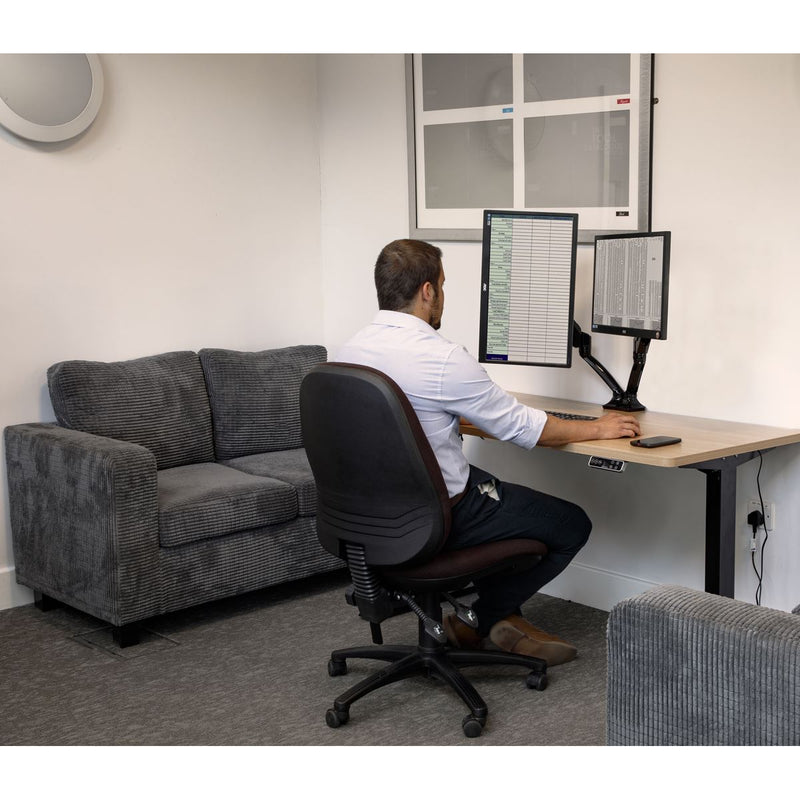 Dellonda Adjustbale Double Monitor Arm with 360 Rotation - Black DH25 Dellonda - Dynamic Drive