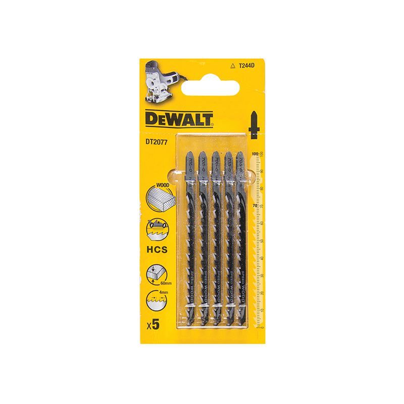 Dewalt Power Tools HCS Wood Jigsaw Blades Pack of 5 T244D DeWALT Power Tools - Dynamic Drive