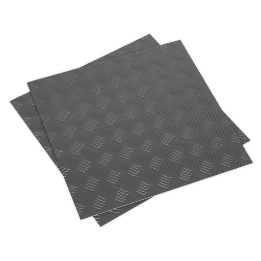 Sealey Vinyl Floor Tile Peel & Stick Backing-Silver Treadplate Pk16 FT1S Sealey  - Dynamic Drive