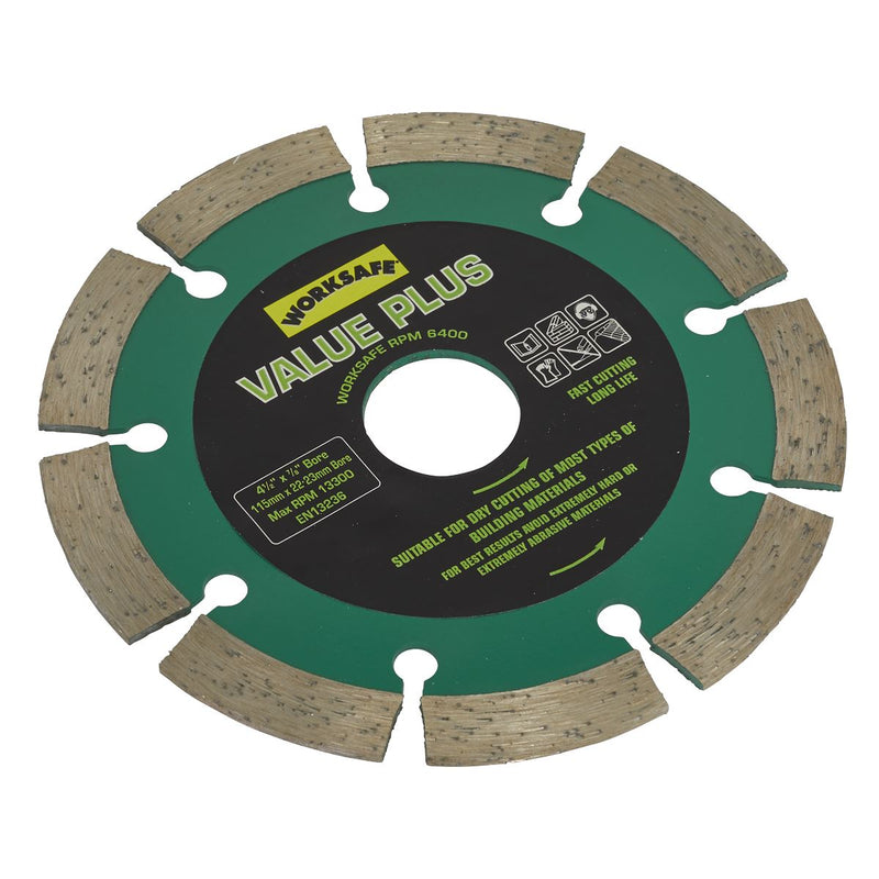 Sealey Value Plus Diamond Blade115 x 22mm WDVP115 Sealey - Dynamic Drive