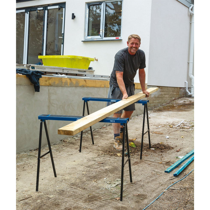 Draper Pair of Fold Down Trestles, 1000 x 800mm 52072 Draper - Dynamic Drive