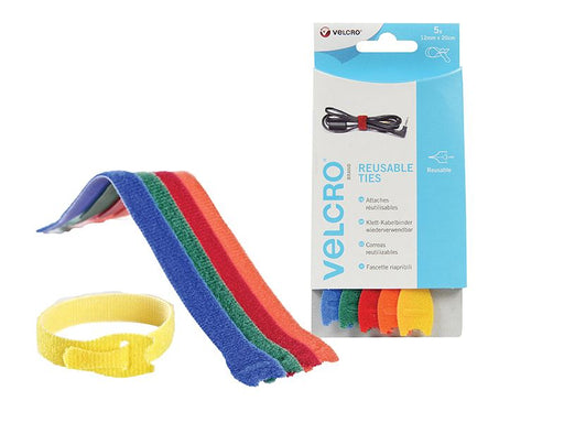 Velcro® Brand VELCRO® Brand ONE-WRAP® Reusable Ties (5) 12mm x 20cm Multi-Colour VELCRO® Brand - Dynamic Drive
