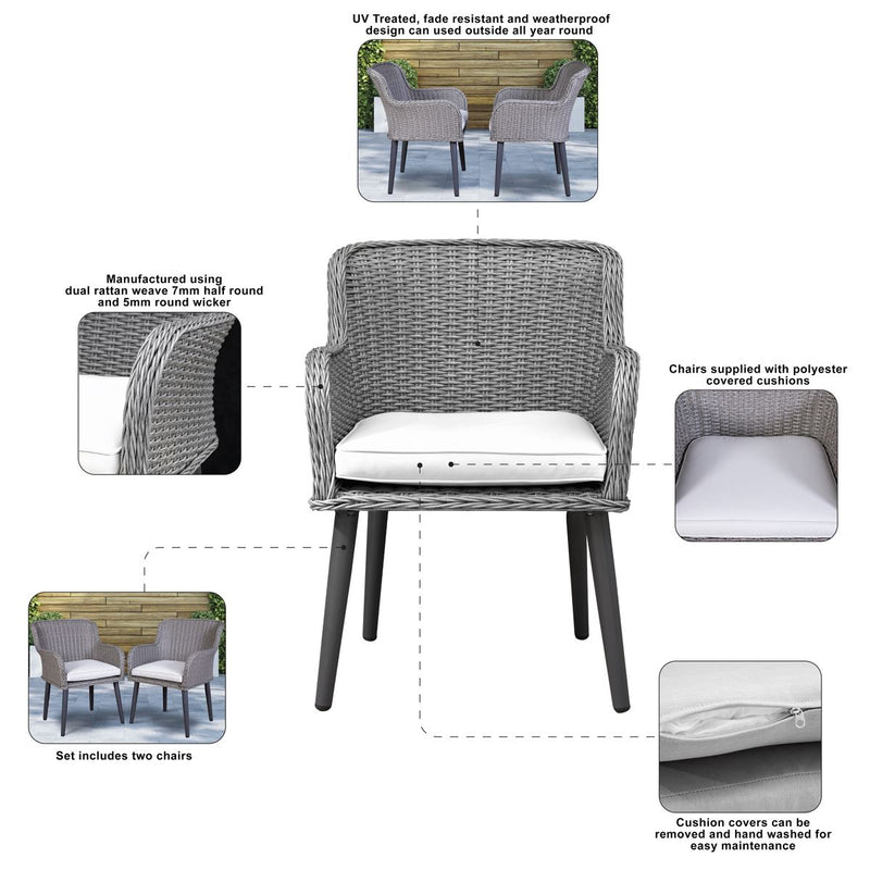 Dellonda Buxton Rattan Wicker Outdoor Chairs Set 2pc DG76 Dellonda - Dynamic Drive