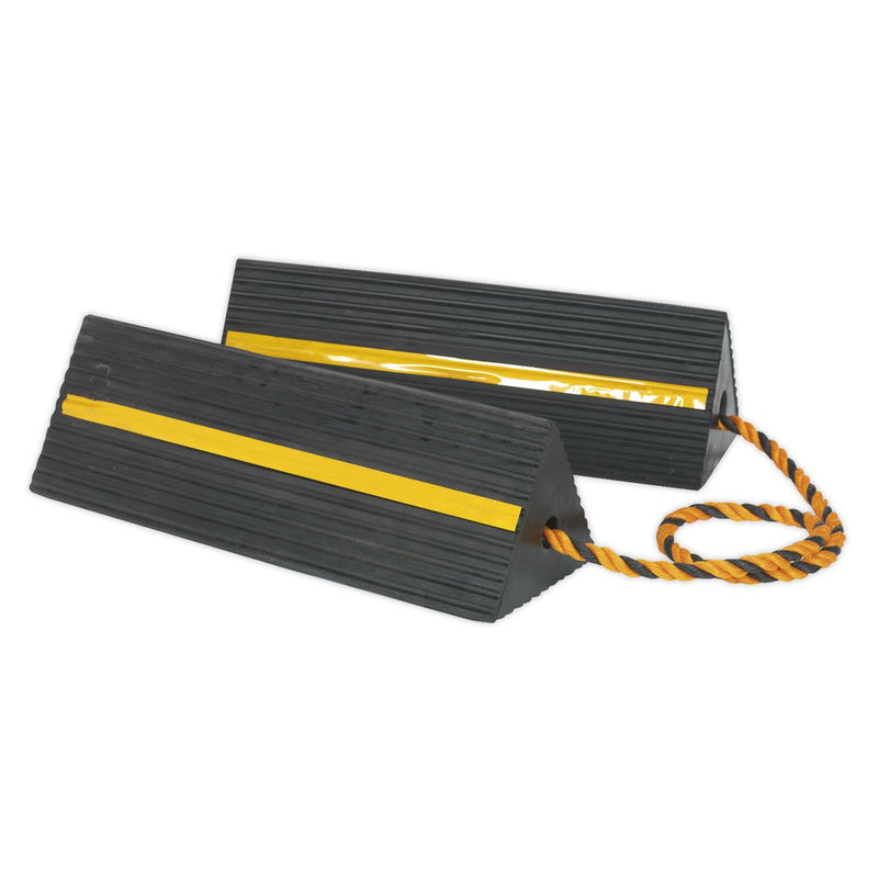 Sealey Heavy-Duty Rubber Wheel Chocks Pair WC11 Sealey  - Dynamic Drive